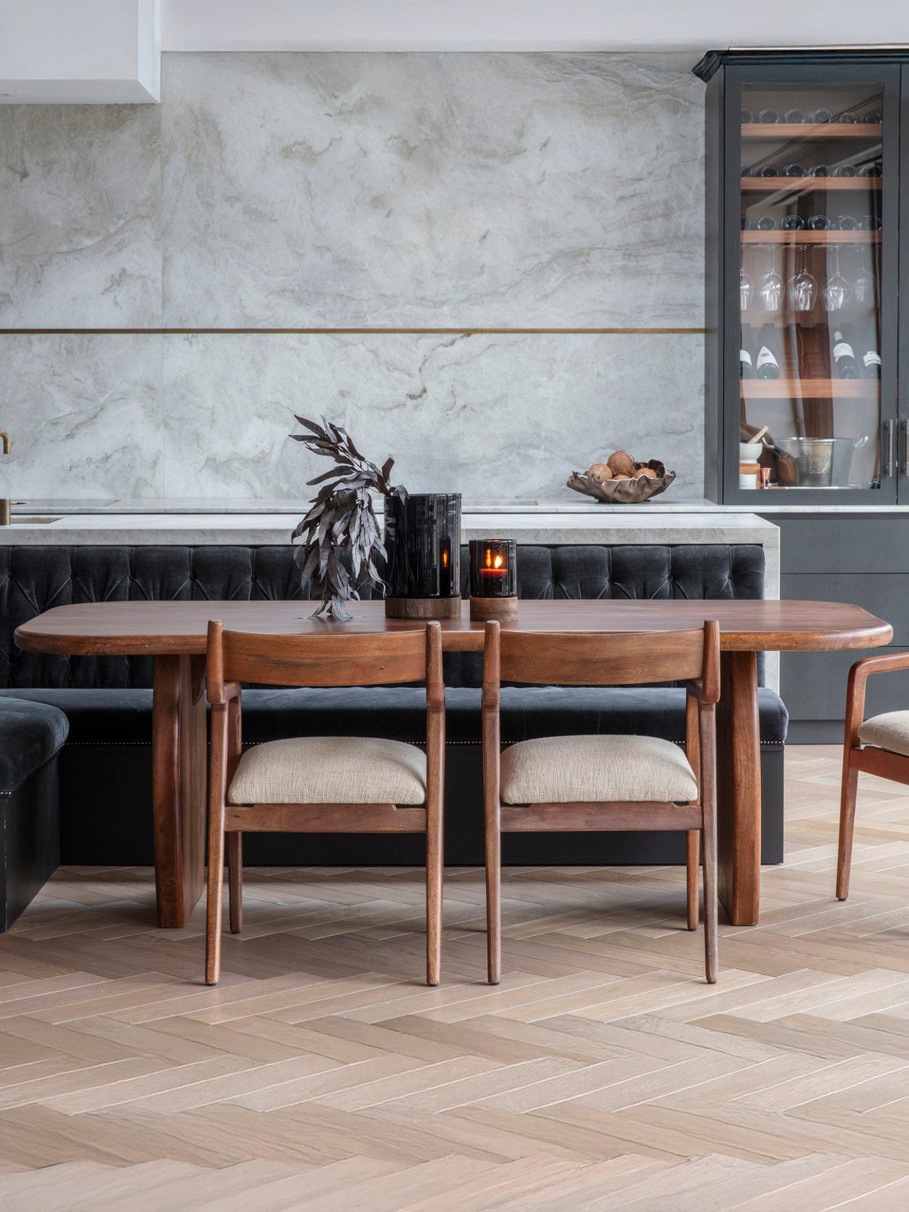 Noir Glass Votive Vase with Wooden Base Large